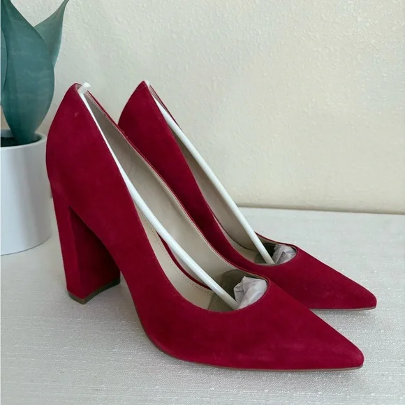 Marc Fisher LTD Abilene Red Suede Pointed Toe Block Heeled Pumps Women’s 8.5M - Picture 2 of 10